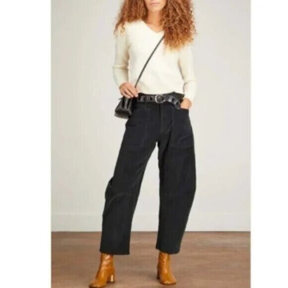 Nili Lotan Shon Pants Jet Black Corduroy 6 - Picture 1 of 10